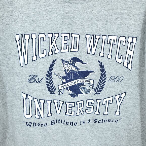 Wicked Witch University Funny Alumni Tee L Gray/Blue Short Sleeves Halloween - Picture 5 of 13